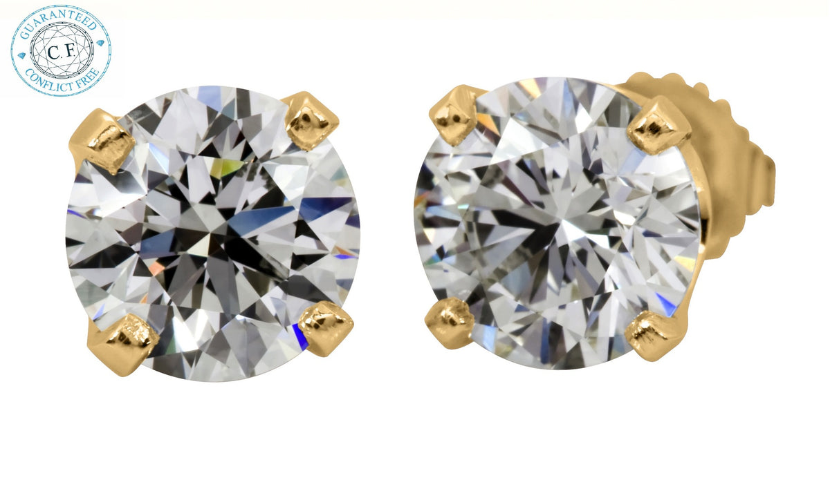 Studs-Basket Setting, Diamond 14k Yellow Gold-205471
