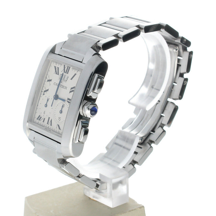 Cartier Tank Francaise Stainless-steel 2653 White Dial Mens 29-mm Quartz Sapphire crystal. Swiss Made Wrist Watch