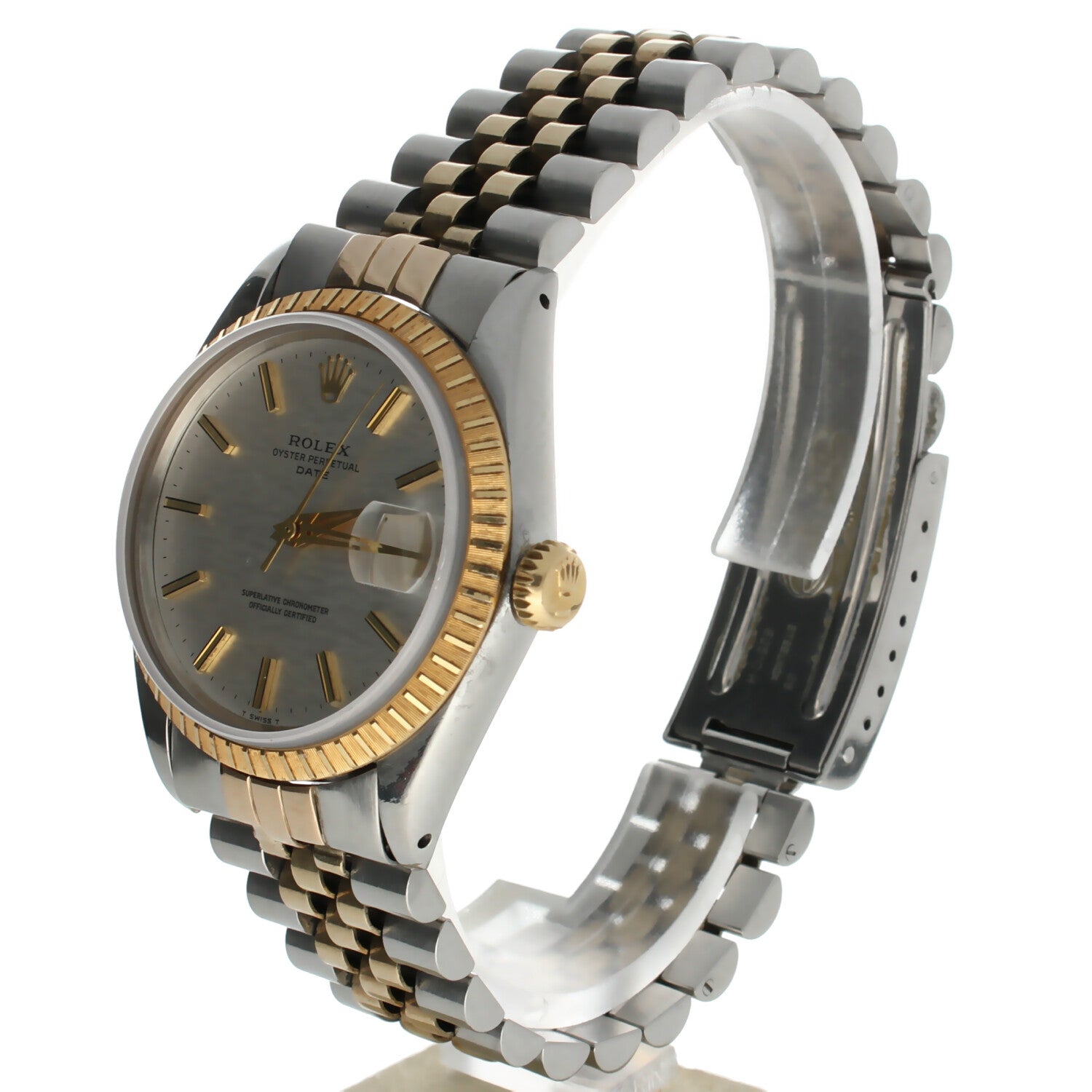 Rolex Date 34 Stainless-steel 1500 Silver Dial Womens 34-mm Automatic self-wind Sapphire crystal. Swiss Made Wrist Watch