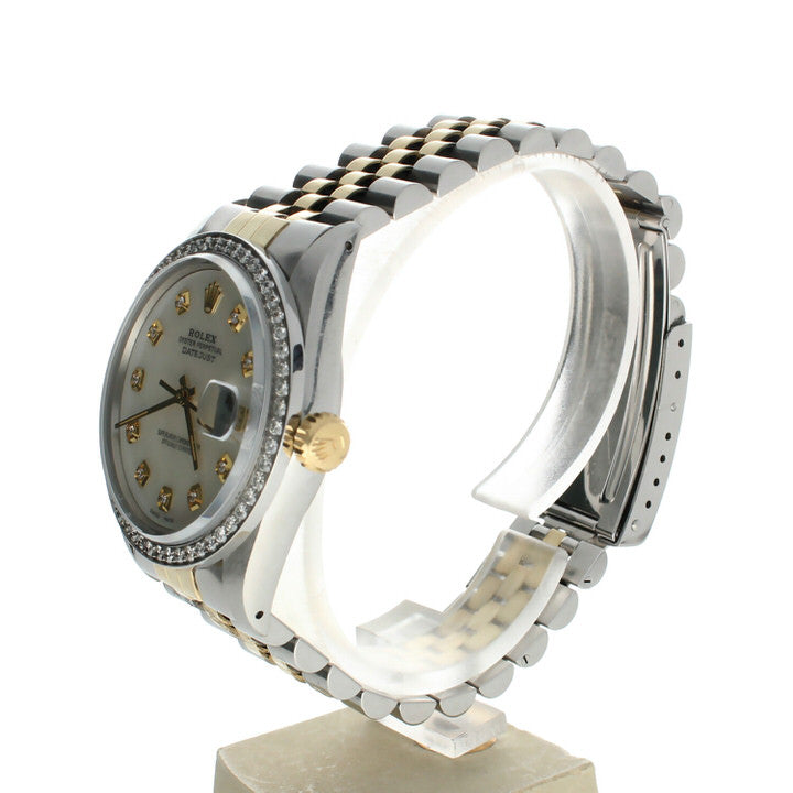 Rolex DateJust 36 Stainless-steel 16013 Mother-of-Pearl Dial Mens 36-mm Automatic self-wind Sapphire crystal. Swiss Made Wrist Watch