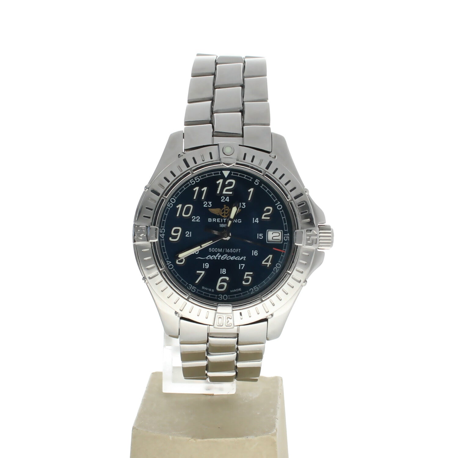 Breitling Colt Ocean Stainless-steel A64350 Black Dial Men's 38-mm Quartz Sapphire crystal. Swiss Made Wristwatch