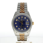 Rolex DateJust 36 Stainless-steel 16013 Blue Dial Mens 36-mm Automatic self-wind Sapphire crystal. Swiss Made Wrist Watch