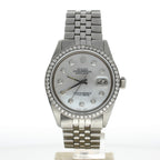 Rolex DateJust 36 Stainless-steel 1601 Mother-of-Pearl Dial Mens 36-mm Automatic-self-wind Sapphire crystal. Swiss Made Wrist Watch