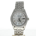 Rolex DateJust 36 Stainless-steel 1603 Mother-of-Pearl Dial Mens 36-mm Automatic-self-wind Sapphire crystal. Swiss Made Wrist Watch