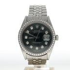 Rolex DateJust 36 Stainless-steel 1601 Green Dial Mens 36-mm Automatic self-wind Sapphire crystal. Swiss Made Wrist Watch
