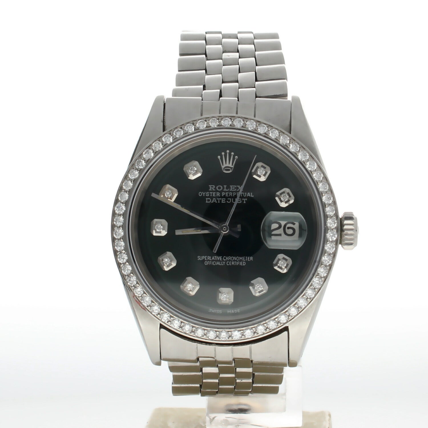 Rolex DateJust 36 Stainless-steel 1601 Green Dial Mens 36-mm Automatic self-wind Sapphire crystal. Swiss Made Wrist Watch