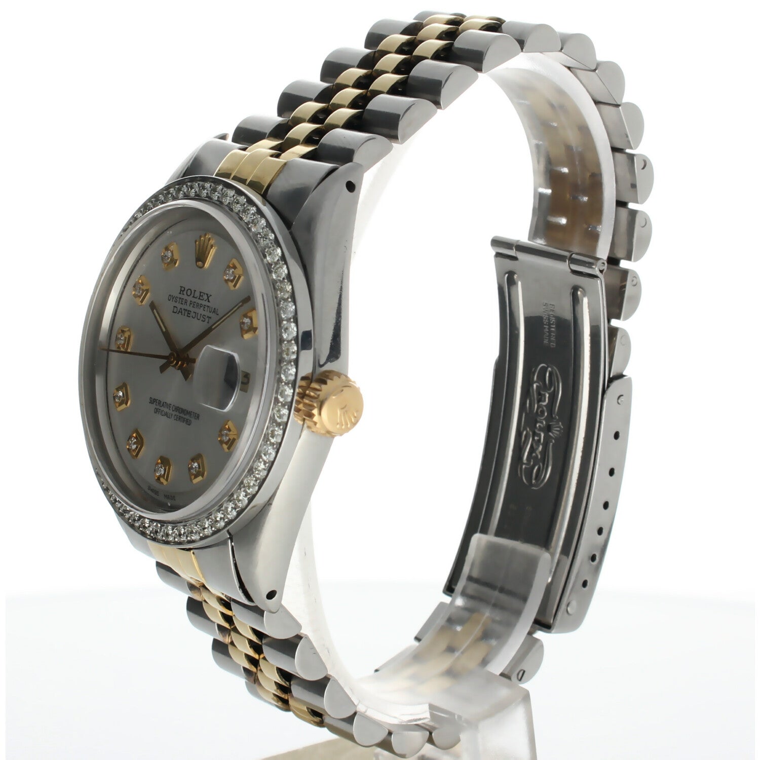 Rolex DateJust 36 Two-tone 16030 Silver Dial Mens 36-mm Automatic self-wind Sapphire crystal. Swiss Made Wristwatch.