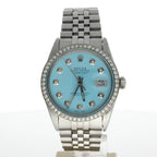 Rolex DateJust 36 Stainless-steel 16030 Blue Dial Mens 36-mm Automatic self-wind Sapphire crystal. Swiss Made Wrist Watch