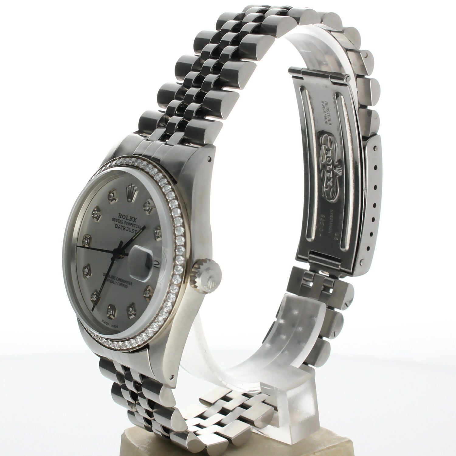 Rolex DateJust 36 Stainless-steel 16030 White Dial Mens 36-mm Automatic self-wind Sapphire crystal. Swiss Made Wrist Watch