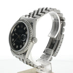 Rolex DateJust 36 Stainless-steel 1601 Black Dial Mens 36-mm Automatic self-wind Sapphire crystal. Swiss Made Wrist Watch