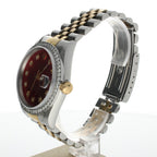 Rolex DateJust 36 Stainless-steel 16233 Red Dial Mens 36-mm Automatic self-wind Sapphire crystal. Swiss Made Wrist Watch