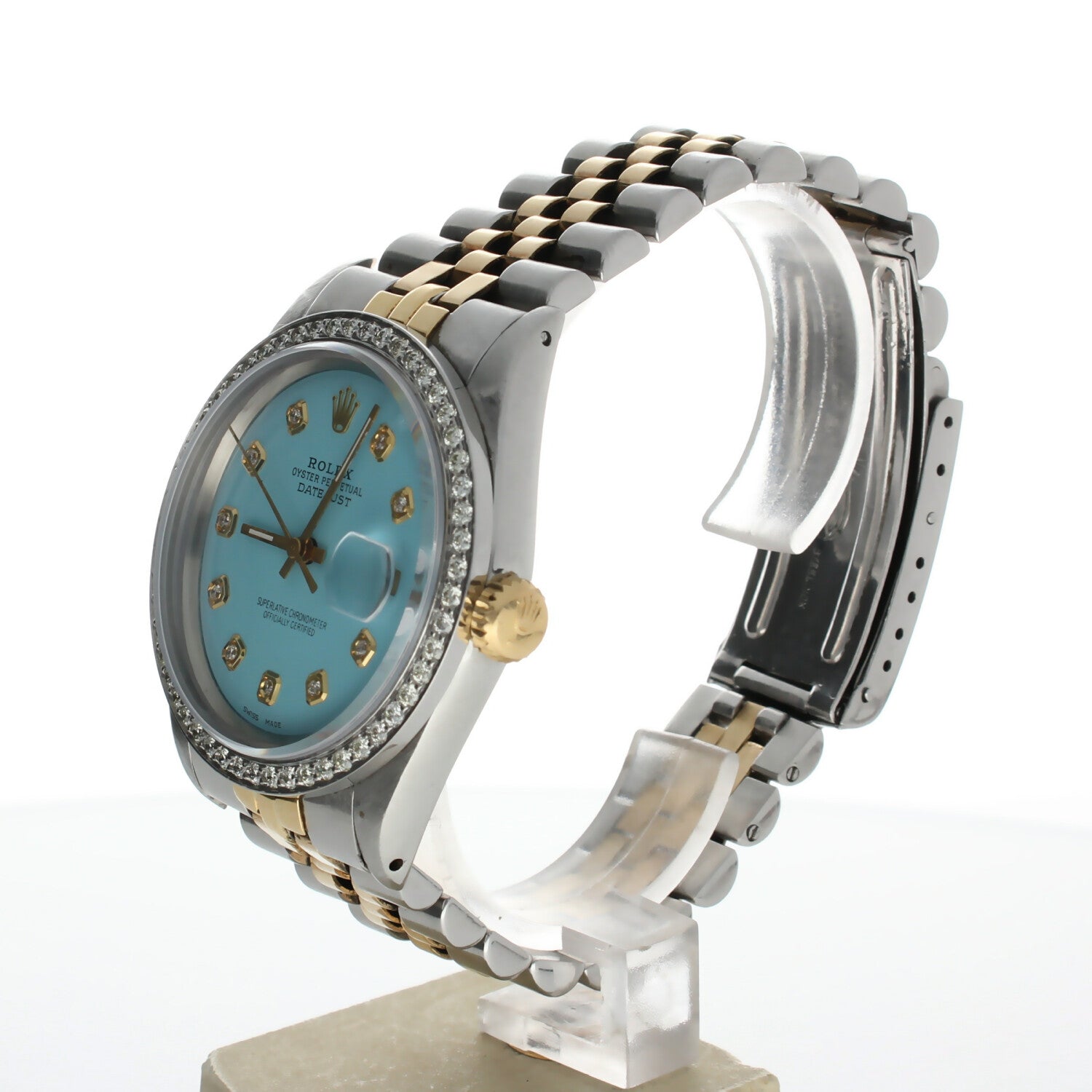 Rolex DateJust 36 Stainless-steel 1601 Blue Dial Mens 36-mm Automatic self-wind Sapphire crystal. Swiss Made Wrist Watch