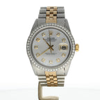 Rolex DateJust 36 Stainless-steel 1601 Mother-of-Pearl Dial Mens 36-mm Automatic self-wind Sapphire crystal. Swiss Made Wrist Watch