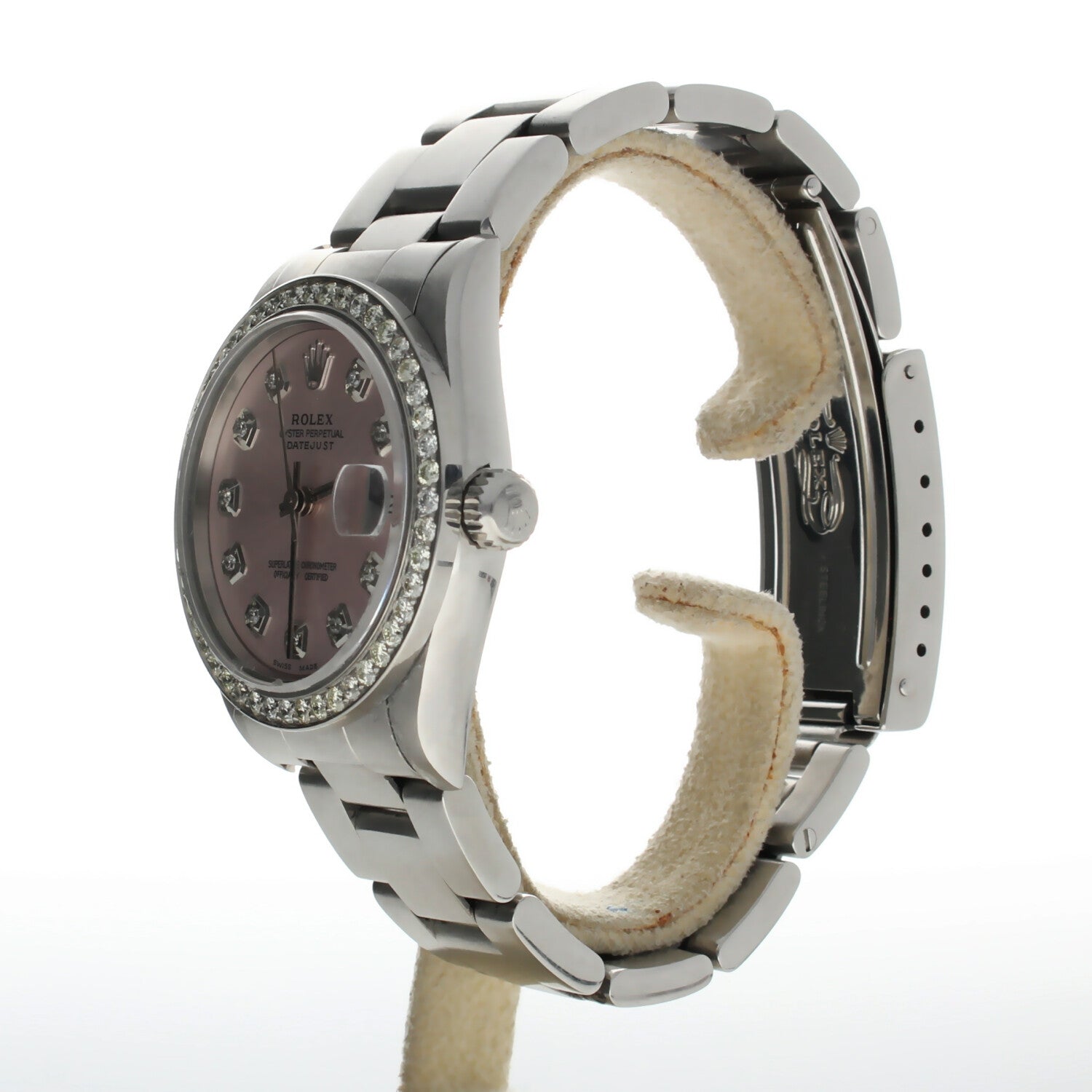 Rolex DateJust 31 Stainless-steel 78240 Pink Dial Womens 31-mm Automatic self-wind Sapphire crystal. Swiss Made Wrist Watch
