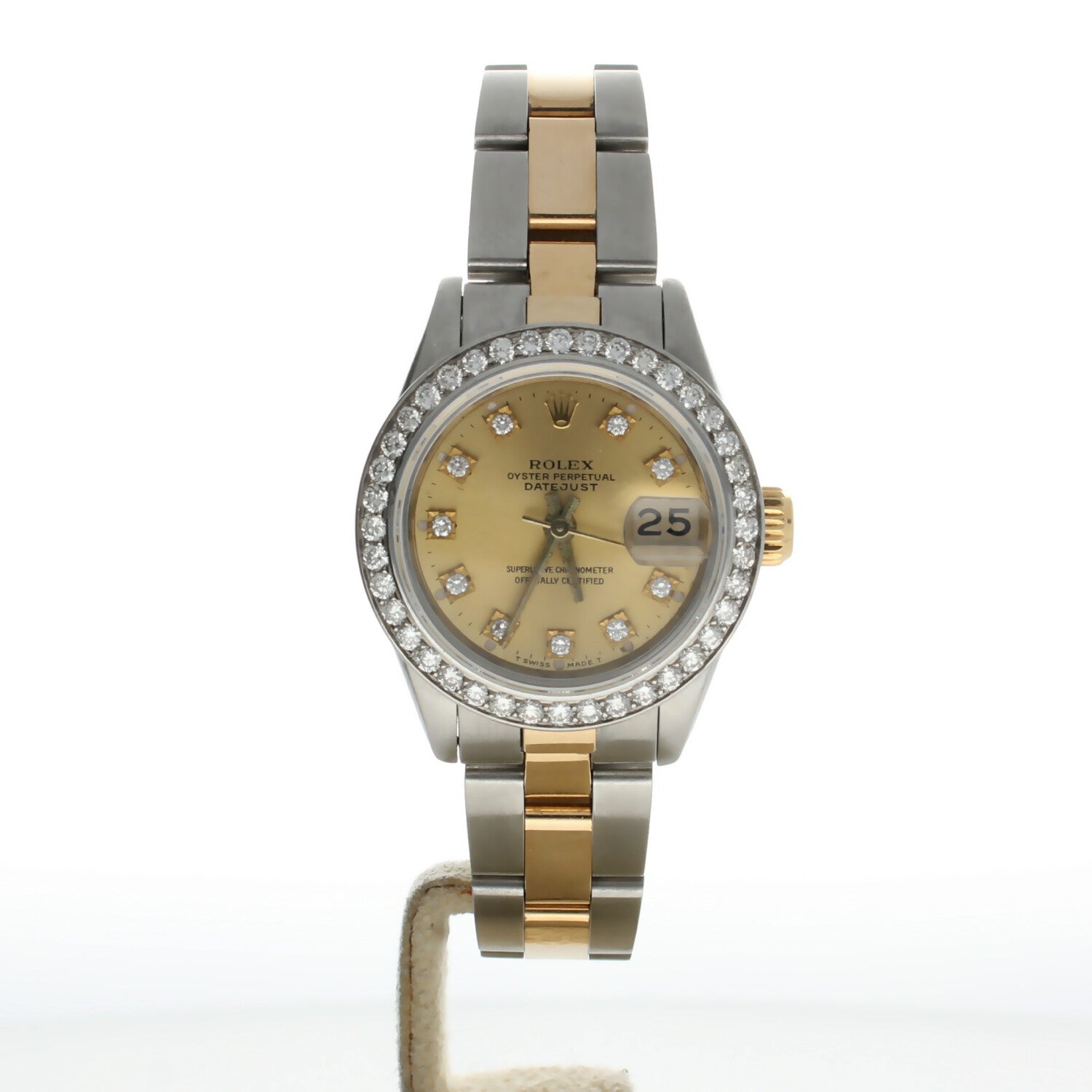 Rolex DateJust 26 Stainless-steel 69173 Champagne Dial Womens 26-mm Automatic self-wind Sapphire crystal. Swiss Made Wrist Watch