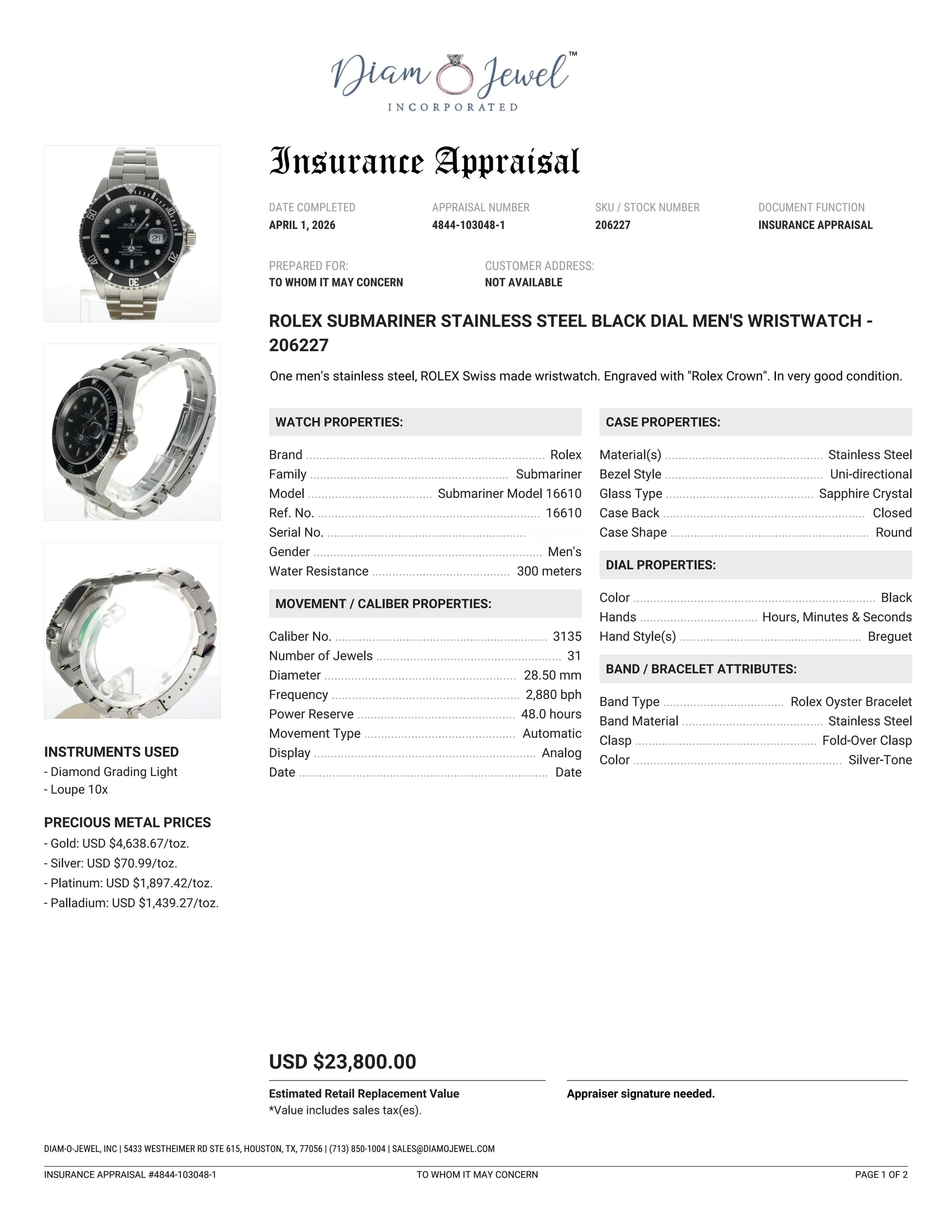 Rolex Submariner Stainless-steel 16610 Black Dial Mens 40-mm Automatic self-wind Sapphire crystal. Swiss Made Wrist Watch