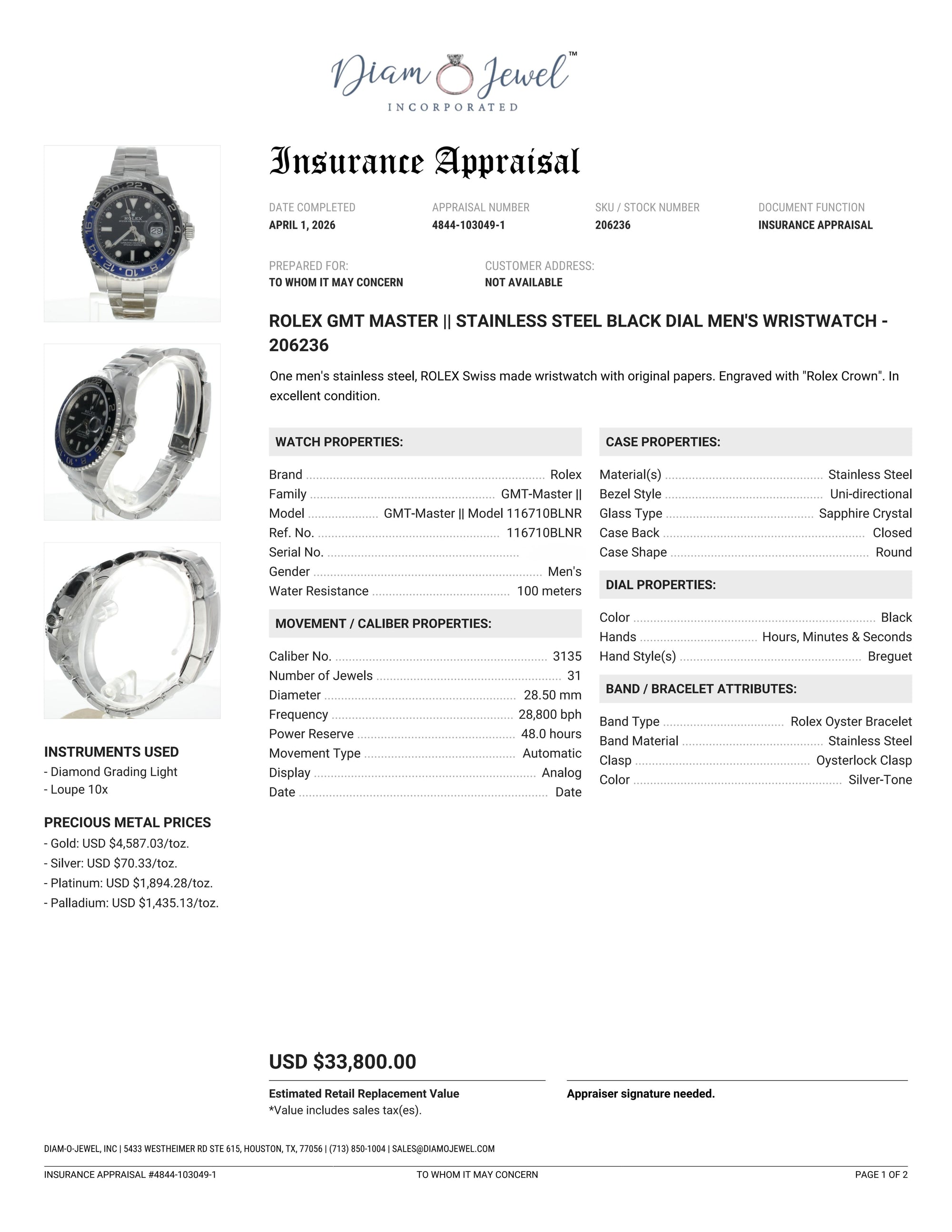 Rolex GMT-Master II Stainless-steel 116710BLNR Black Dial Mens 40-mm Automatic self-wind Sapphire crystal. Swiss Made Wrist Watch