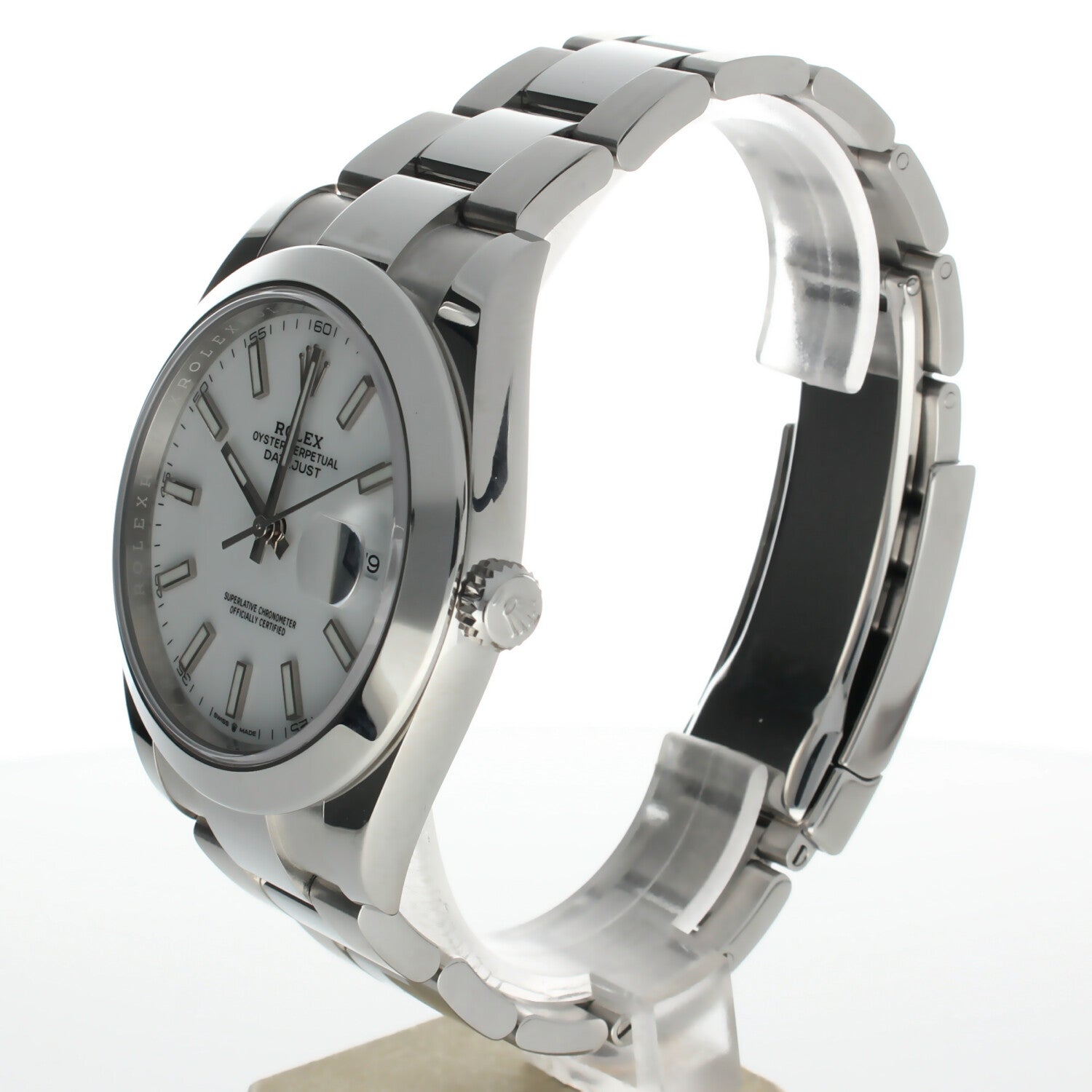 Rolex DateJust 41 Stainless-steel 126300 White Dial Mens 41-mm Automatic self-wind Sapphire crystal. Swiss Made Wrist Watch