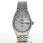 Rolex Date 34 Stainless-steel 1500 Mother-of-Pearl Dial Womens 34-mm Automatic self-wind Sapphire crystal. Swiss Made Wrist Watch
