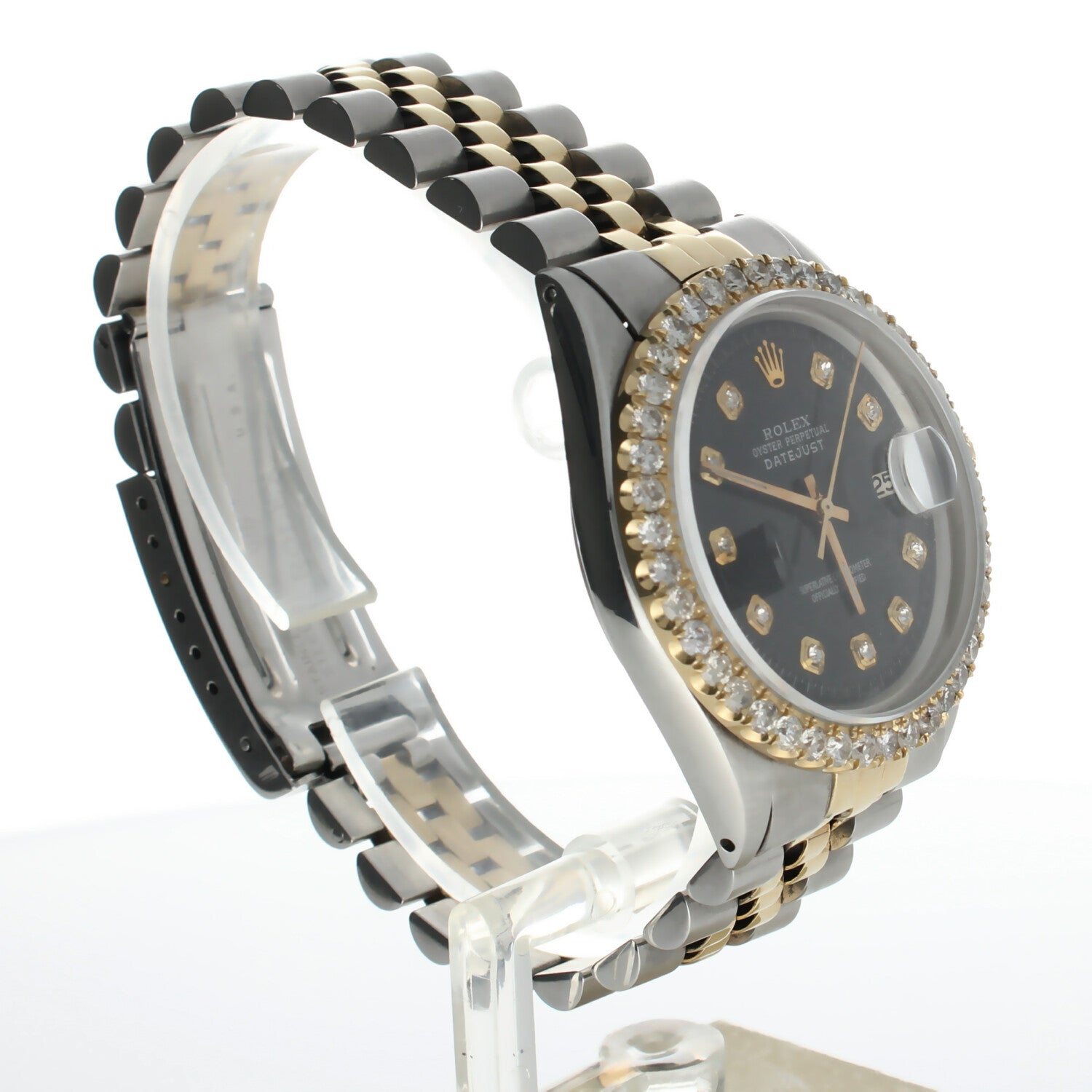 Rolex DateJust 36 Stainless-steel 1601 Black Dial Mens 36-mm Automatic self-wind Sapphire crystal. Swiss Made Wrist Watch