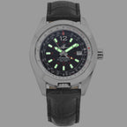Abingdon Amelia Runway Black GMT Pilot Watch with Black Leather Strap AM-RB