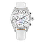 Abingdon Womens Katherine Pearl White Chronograph ATIS Pilot Watch with White Leather Strap KA-PWHI