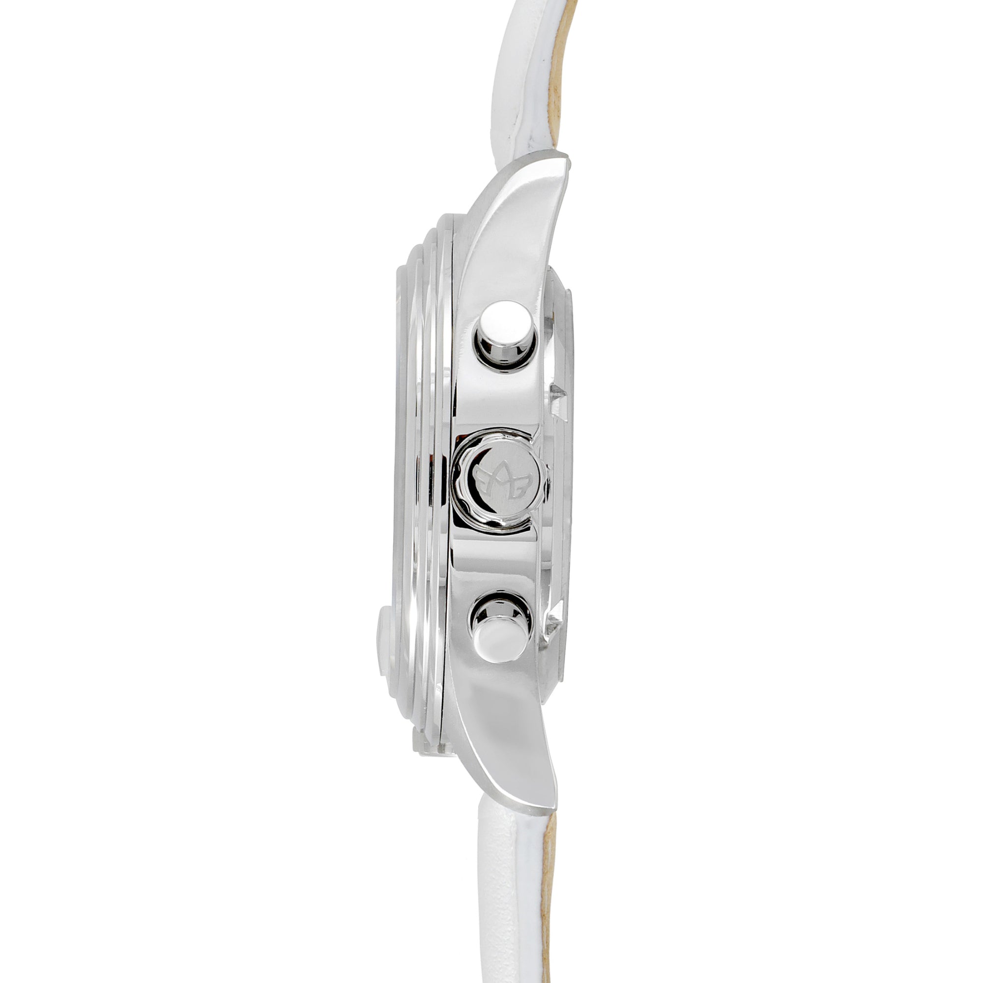 Abingdon Womens Katherine Pearl White Chronograph ATIS Pilot Watch with White Leather Strap KA-PWHI