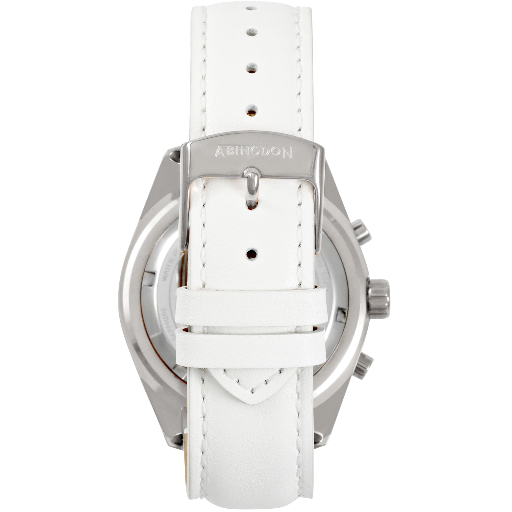 Abingdon Womens Katherine Pearl White Chronograph ATIS Pilot Watch with White Leather Strap KA-PWHI