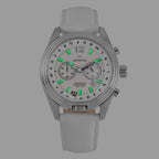 Abingdon Womens Katherine Pearl White Chronograph ATIS Pilot Watch with White Leather Strap KA-PWHI