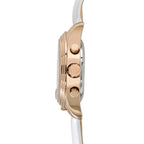 Abingdon Womens Katherine Rose Sun Chronograph ATIS Pilot Watch KA-RSUN with White Leather Strap