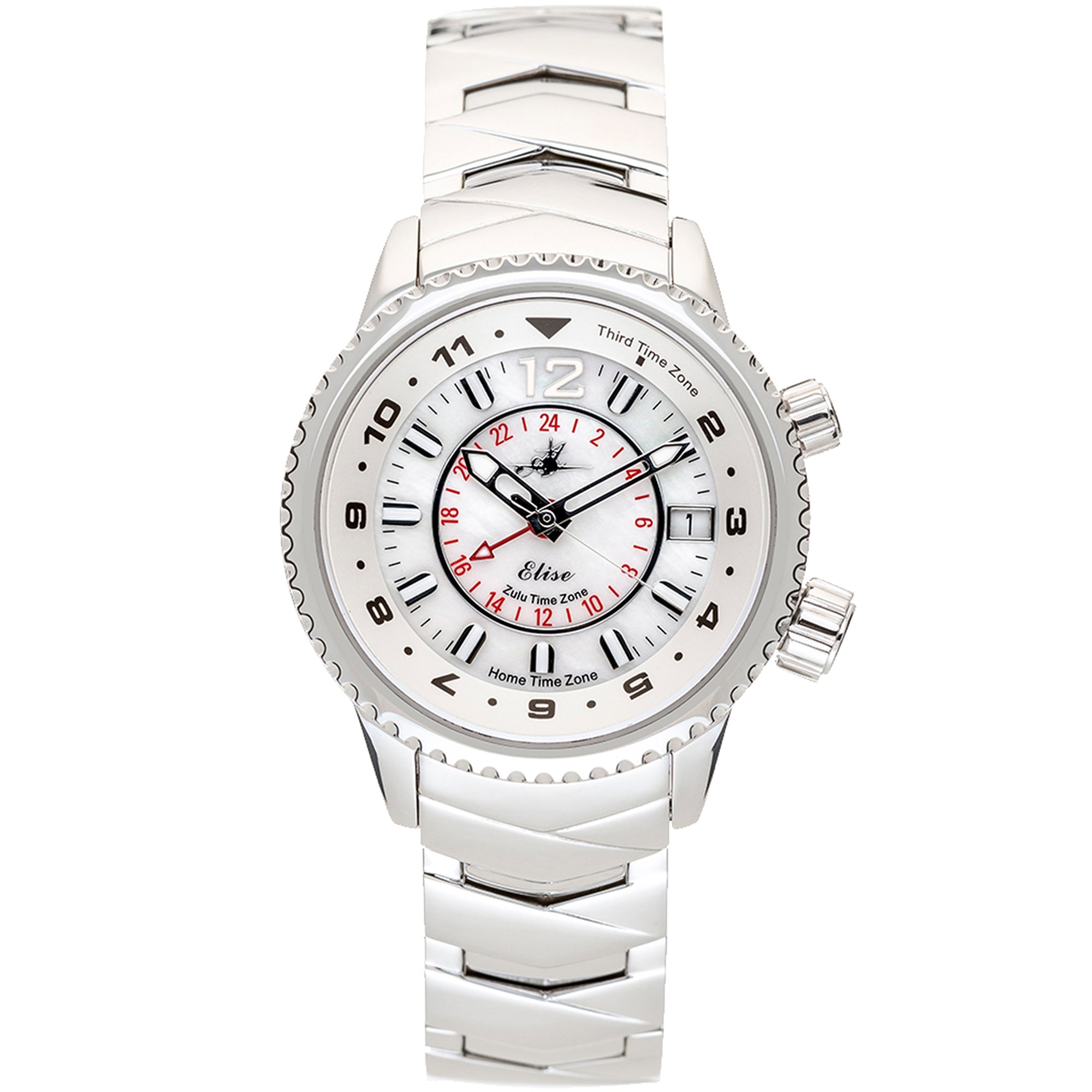 Abingdon Women's Elise Athenian Silver Tri-Time Travel Watch EL-SILV