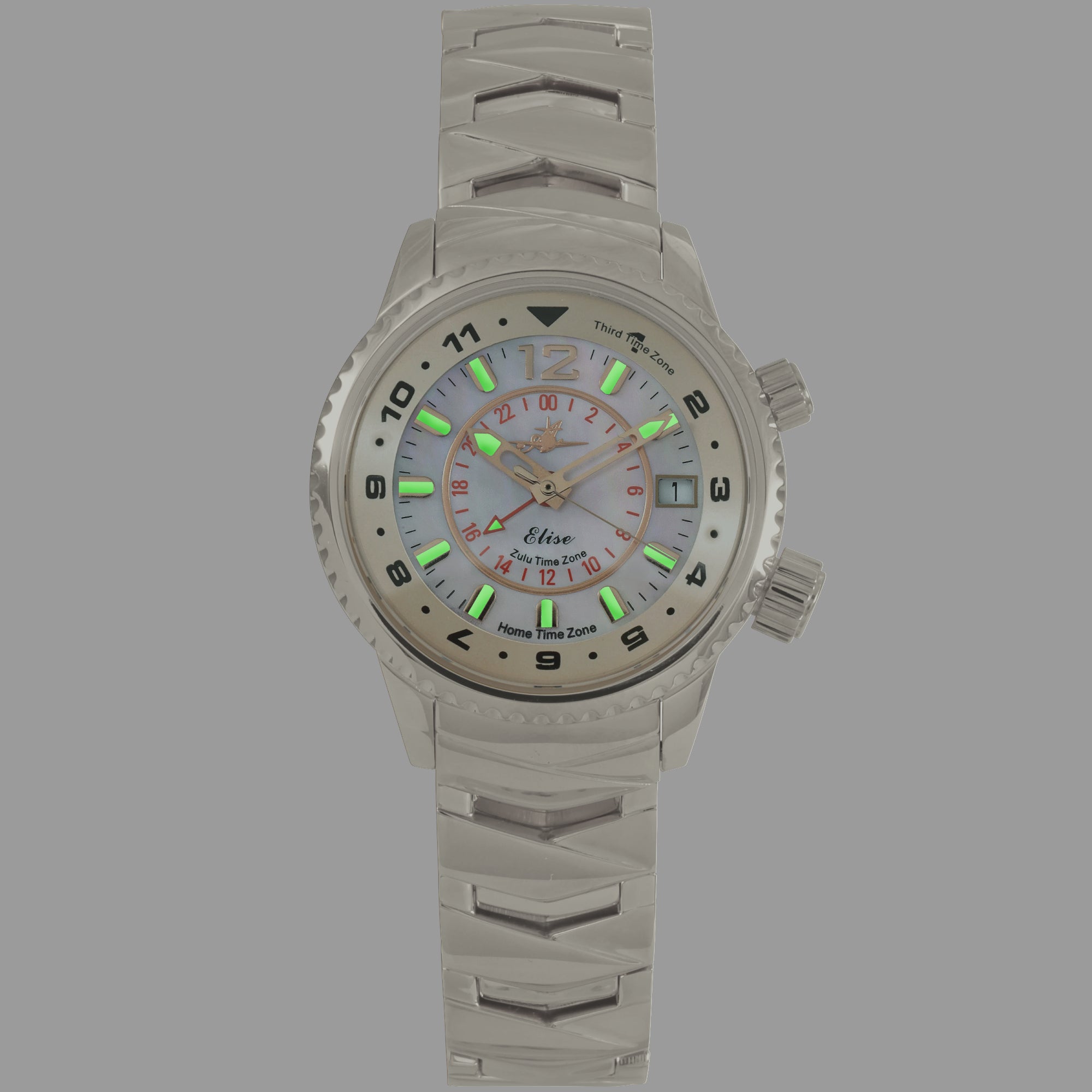 Abingdon Women's Elise Athenian Silver Tri-Time Travel Watch EL-SILV