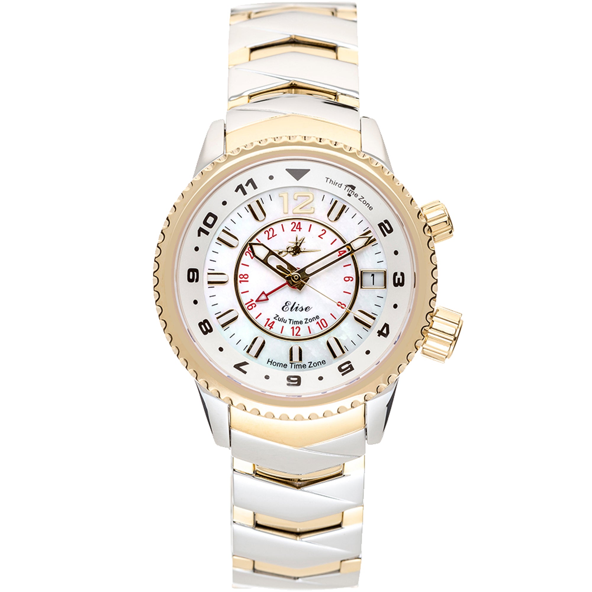Abingdon Women's Elise Two-Tone Tri-Time Travel Watch EL-TTWO