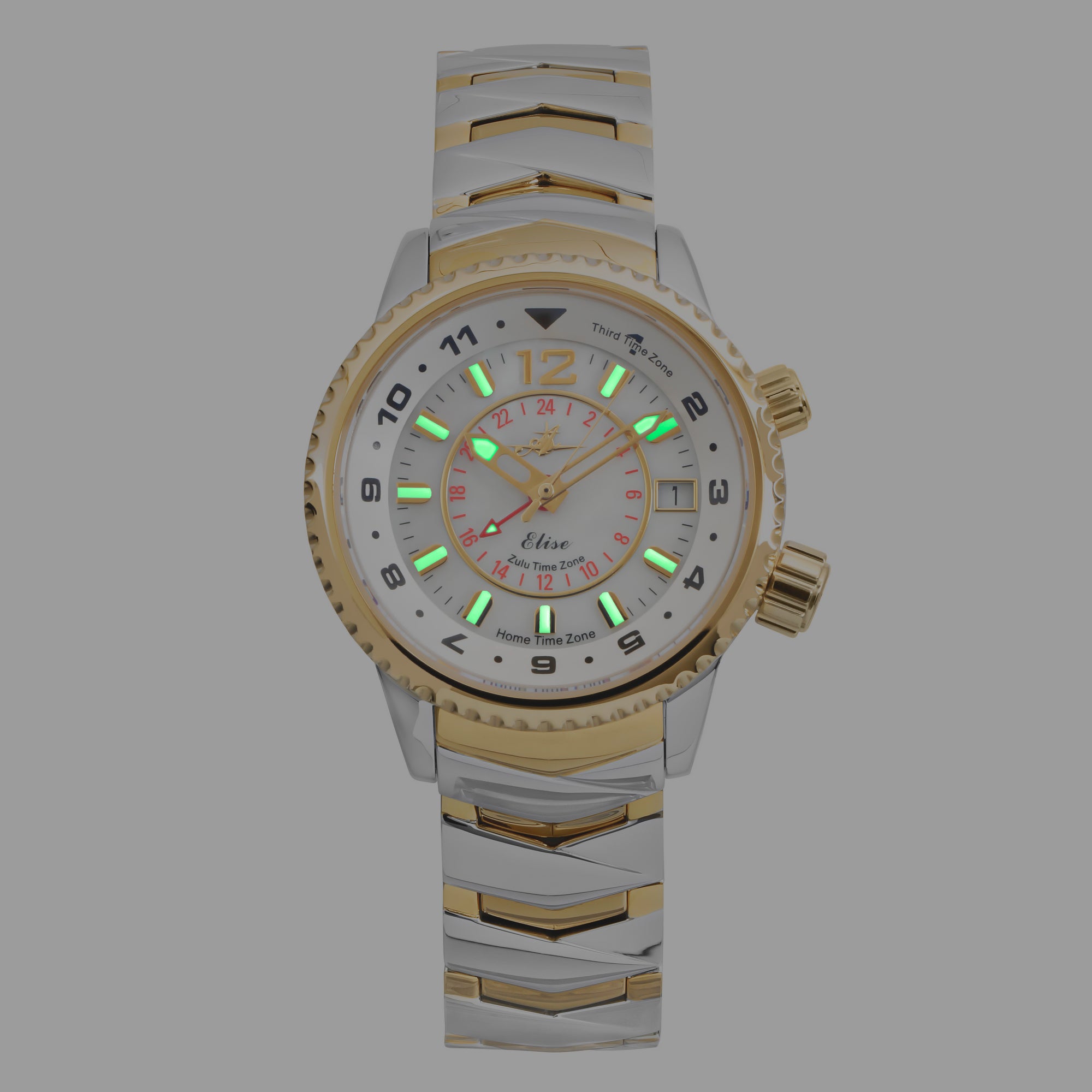 Abingdon Women's Elise Two-Tone Tri-Time Travel Watch EL-TTWO