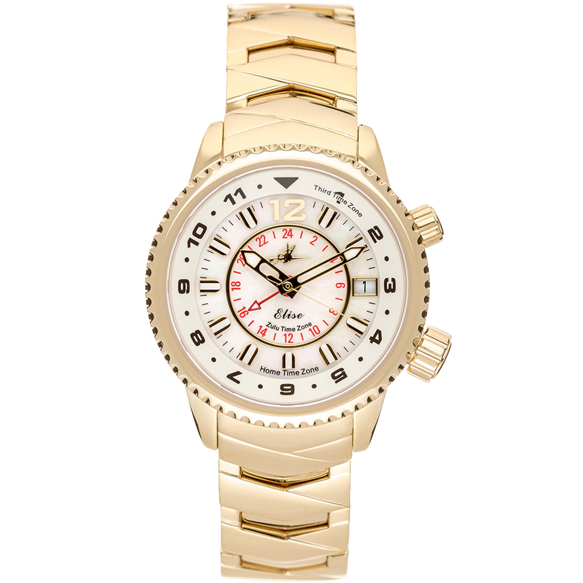 Abingdon Women's Elise Egyptian Gold Tri-Time Travel Watch EL-GOLD